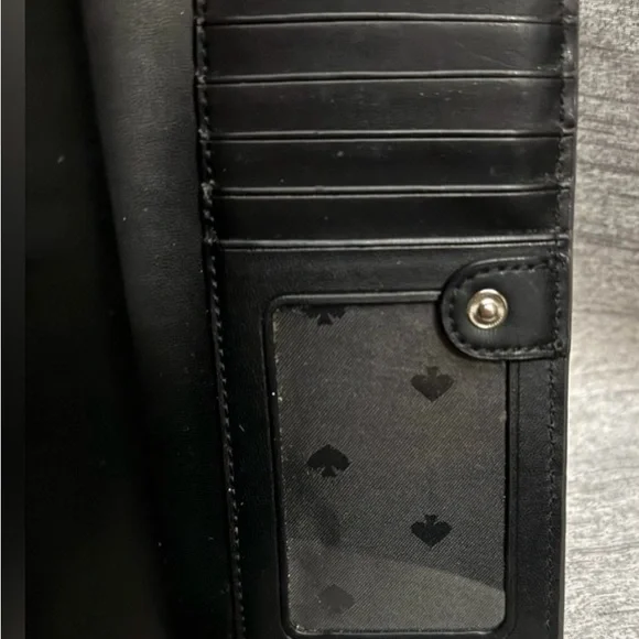 Kate Spade - EUC Black Pebbled Leather & White Trim Snap Wallet - 6.75” x 3.5” - Picture 4 of 9